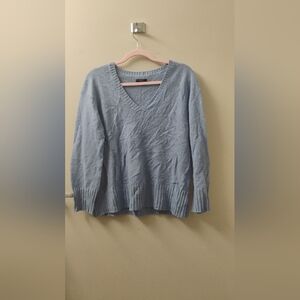 Jigsaw Cashmere Women's Blue V Neck Long Sleeve Sweater Sz M